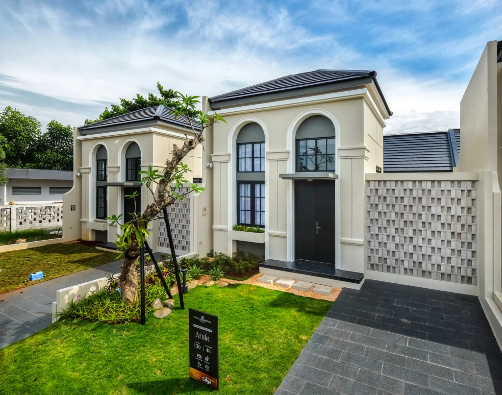 Fasad rumah 1 lantai Tipe Anila CitraLand BSB City Semarang desain modern klasik