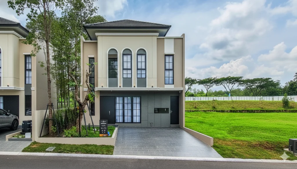 Fasad mewah Tipe Agatha CitraLand BSB City Semarang Innercourt Series desain modern klasik.